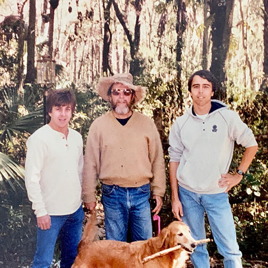 Dr. Gore with his two sons and a dog | Cypress Cove Landkeepers